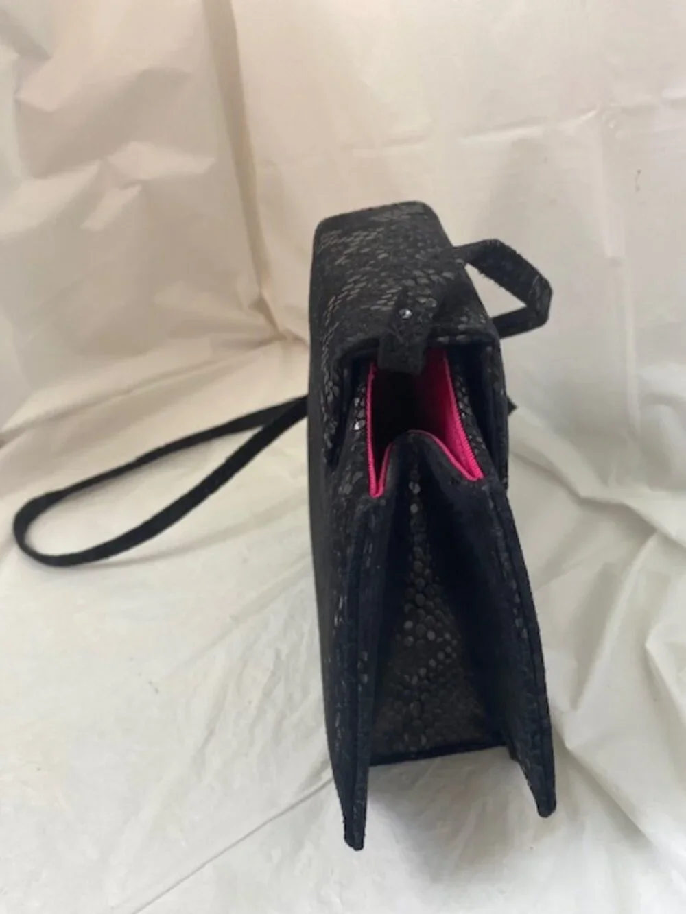 Michelle LaLonde Black Python-Embossed Structured Bag--Wearable Art